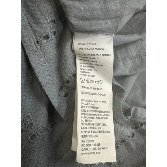 prAna Women's Dress Ladyland Short Sleeve Cotton Boho Eyelet Gray Sz Small EUC!! - Picture 6 of 10